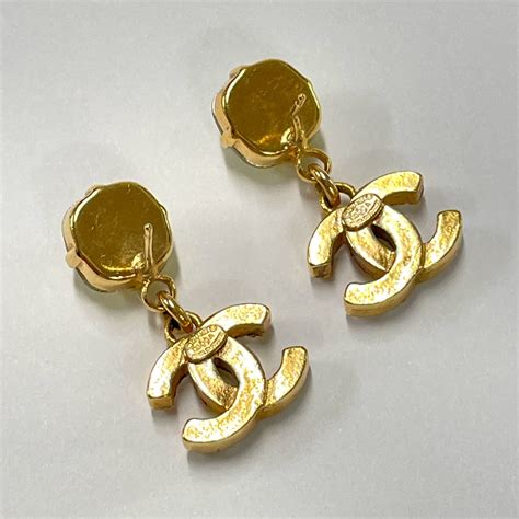 fake chanel long cc earrings